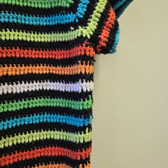 Vintage Prima Bella Hand-Crocheted Striped Rainbow Boho Top M - Picture 7 of 9